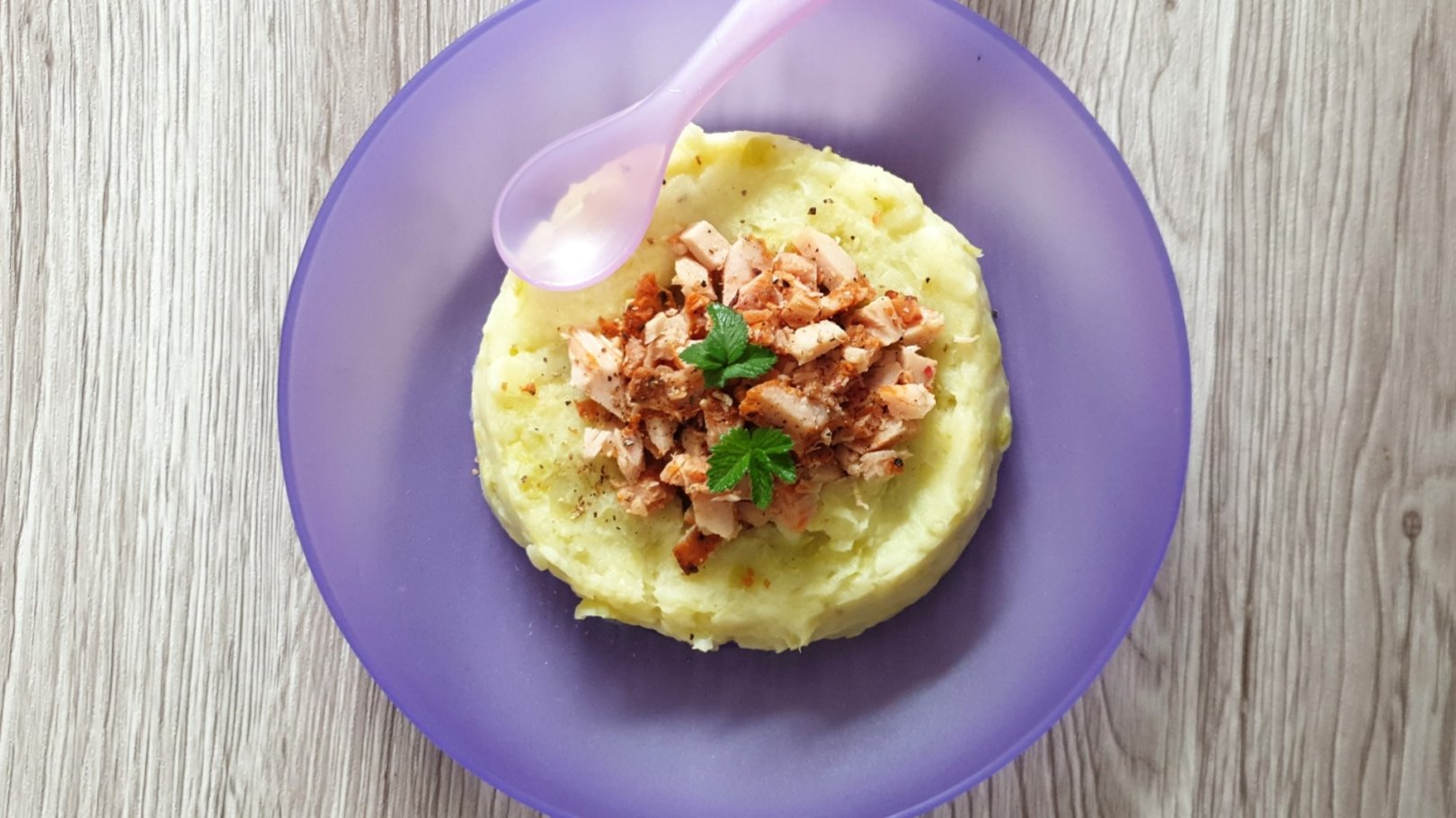 Purée de poireaux, pomme de terre et poulet