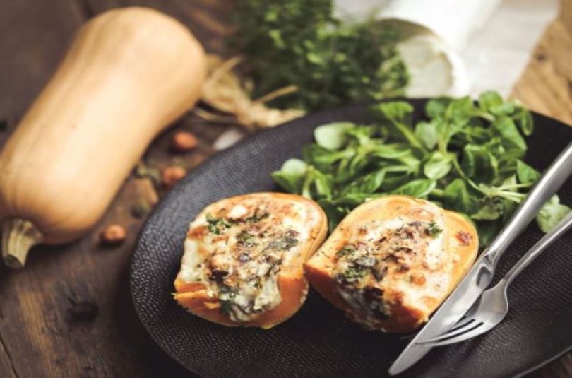 Courge butternut farcie aux champignons