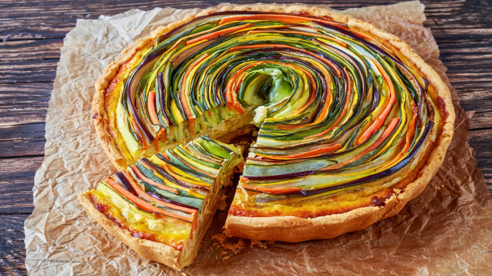 Quiche spirale aux carottes et courgettes