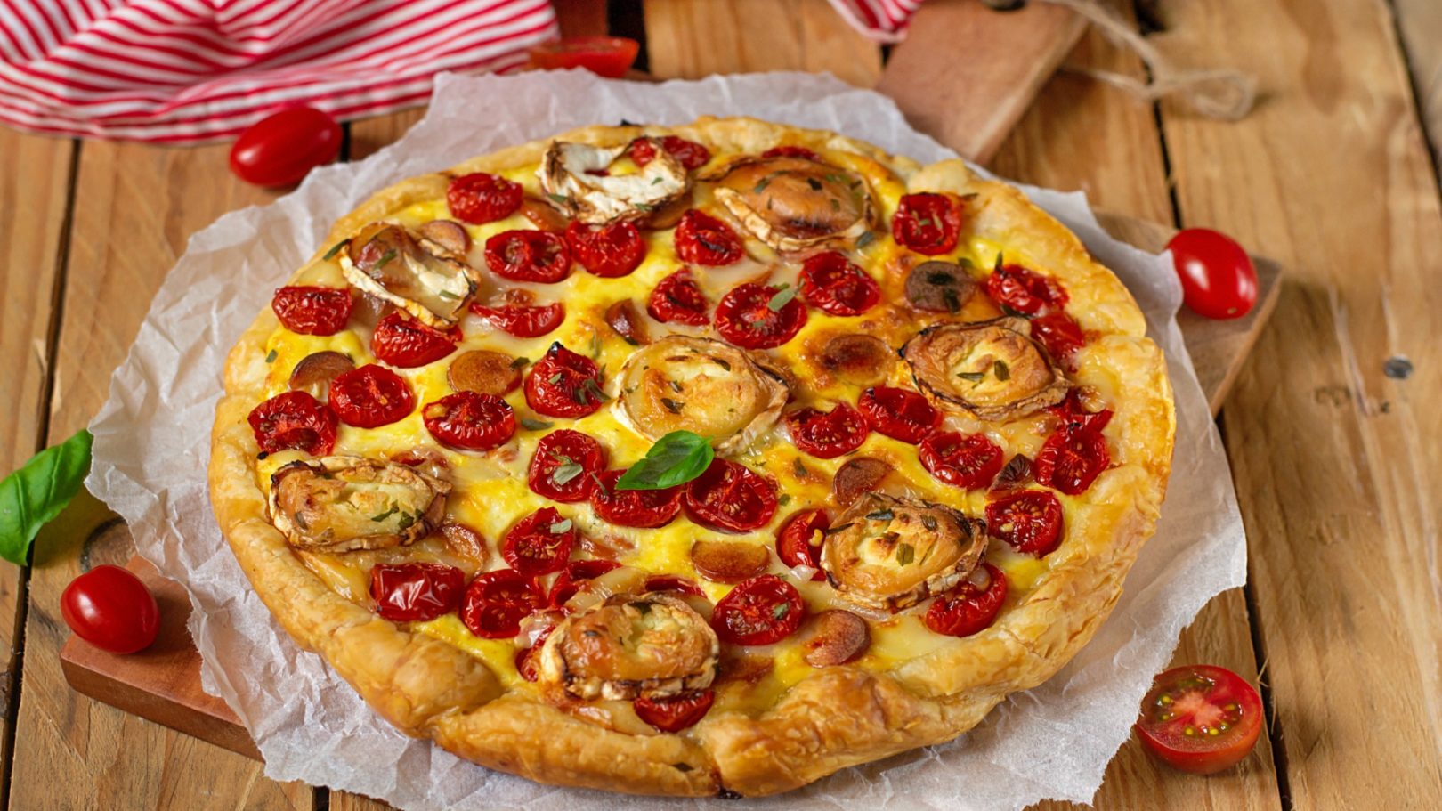 Quiche au chèvre et tomates cerises