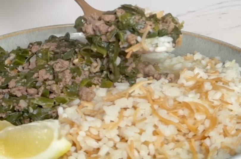 Riz aux épinards et à la viande à la libanaise