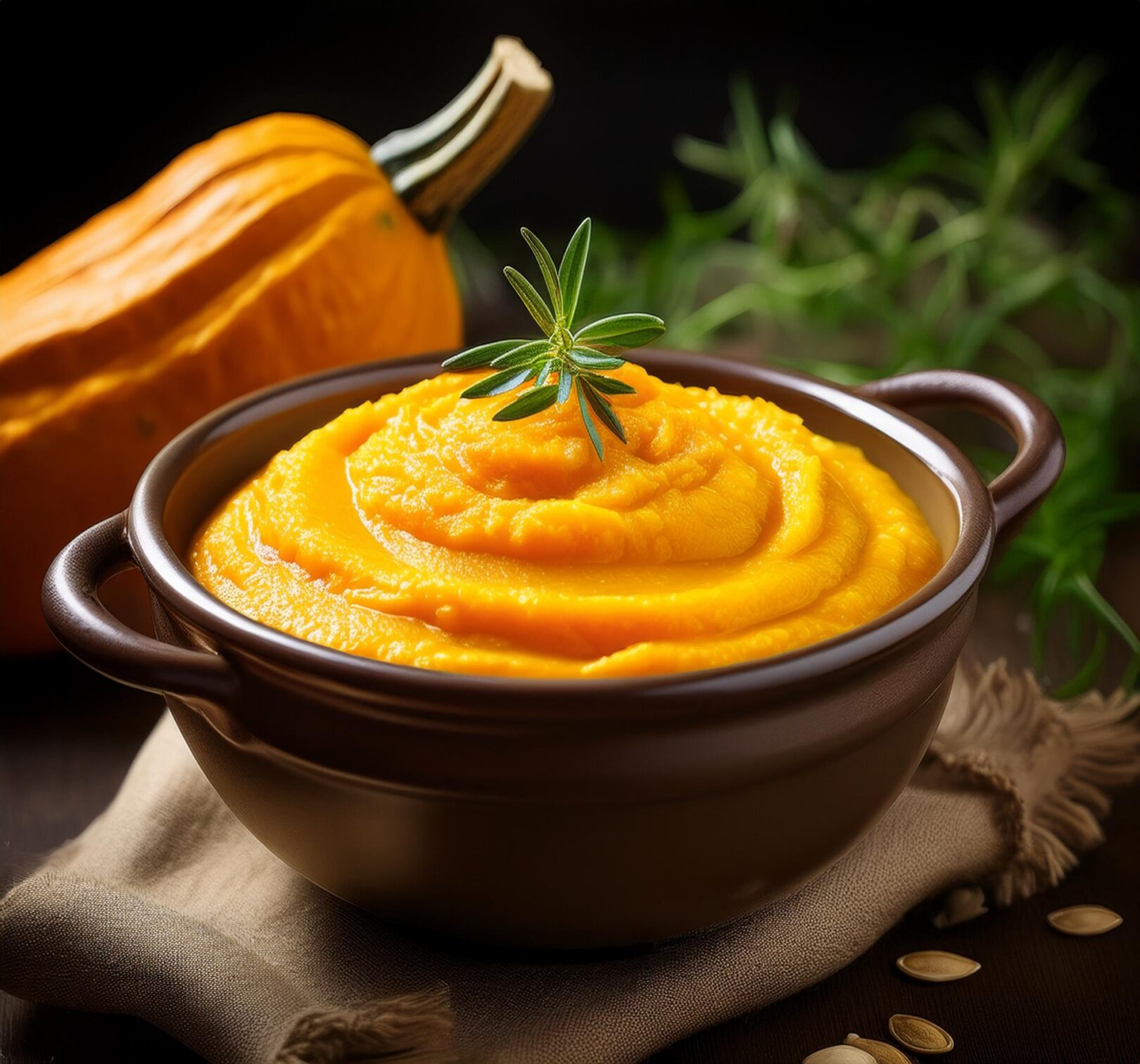 Purée de potimarron, panais et poulet