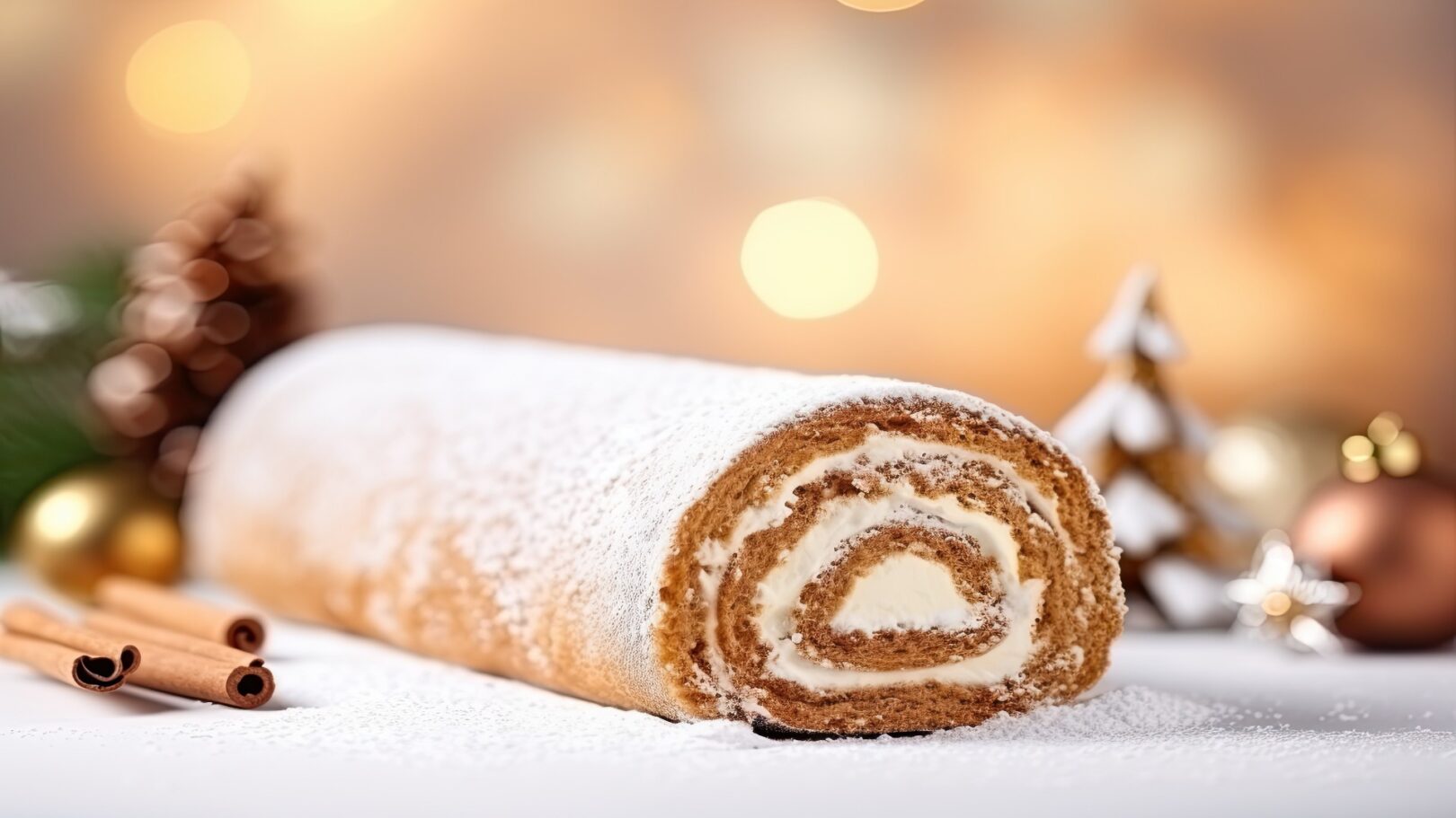 Biscuit roulé – bûche de Noël