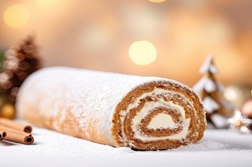 Biscuit roulé – bûche de Noël